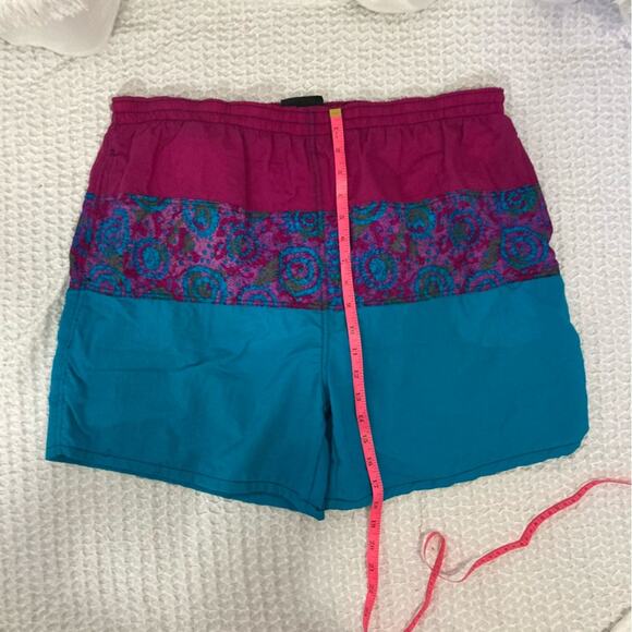 Surf Odyssey vintage 80s 90s Y2K printed swim shorts trunks fuchsia teal size L - Picture 3 of 7
